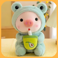 Porco Bubble Tea Kawaii de 25cm - Brinquedo de Pelúcia Multifuncional